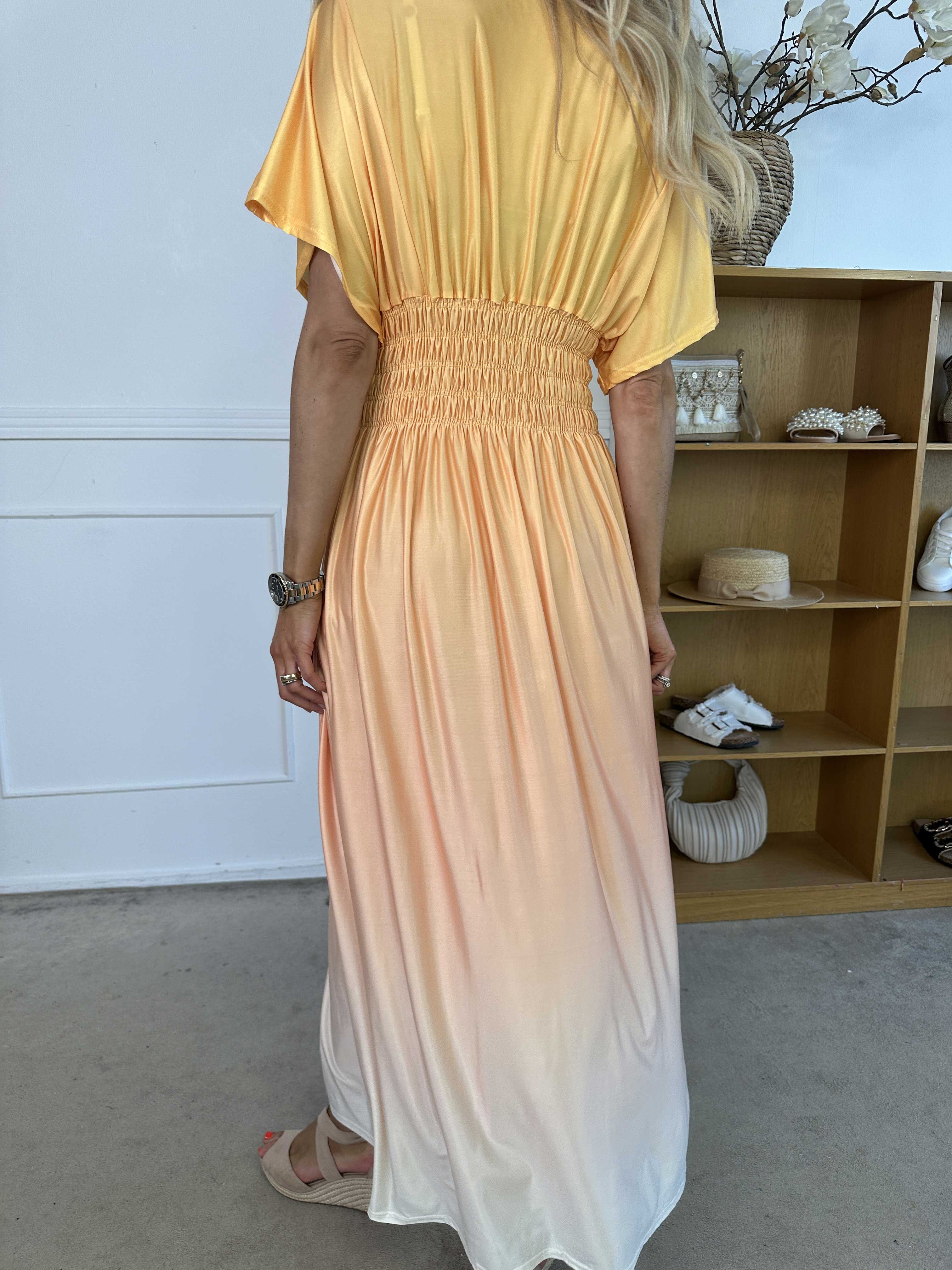 Pams Fade - Lang flerfarvet elastisk kjole